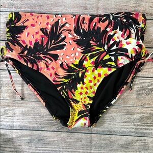 JCPenney Tropical Print Bikini Bottoms High Rise size 0x.